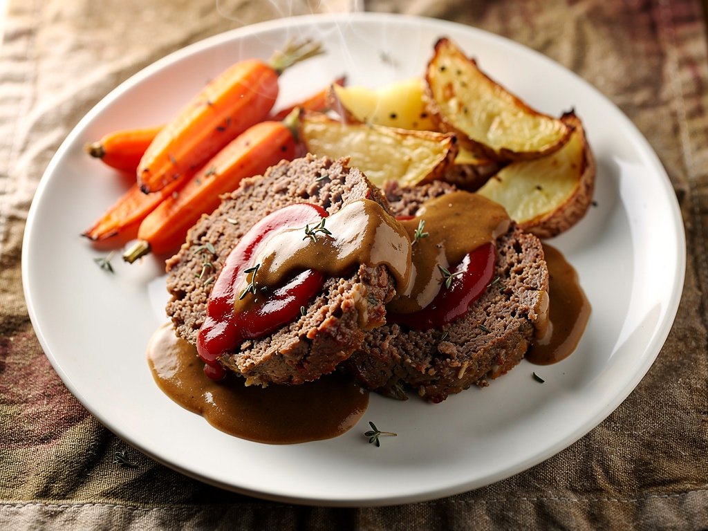 Mini Meatloaves with Roasted Root Veggies and Thyme Gravy