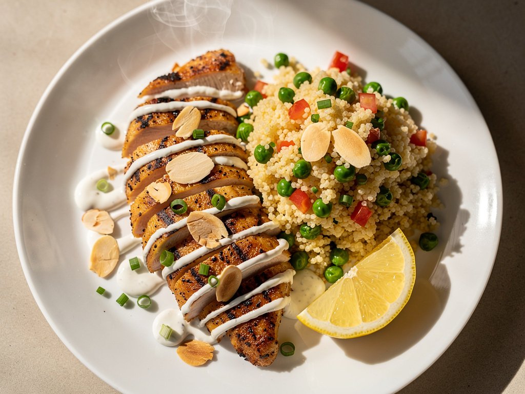 20-Minute One-Pan Chicken and Couscous with Spicy Crema