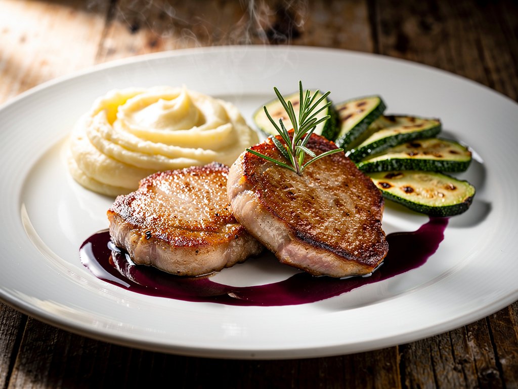 Pan-Seared Pork Cutlets with Fig Balsamic Sauce and Mashed Potatoes