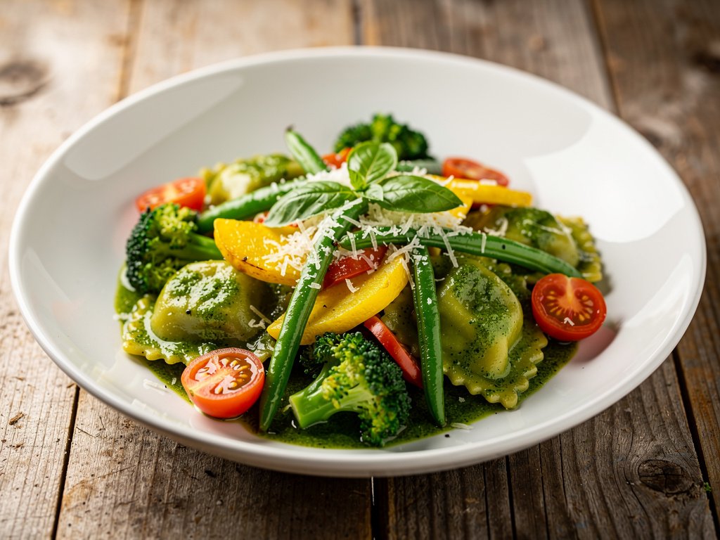 Pesto Raviolini with Summer Vegetables