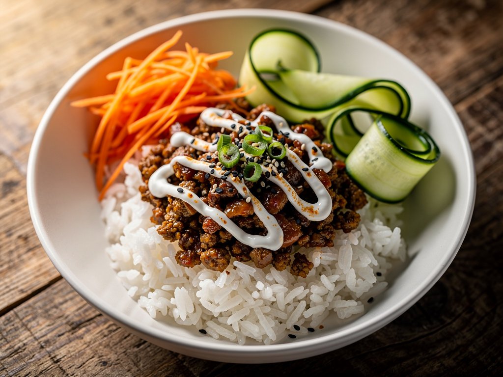 Korean-Inspired Plant-Based Bulgogi Bowls with Quick Pickled Cucumber