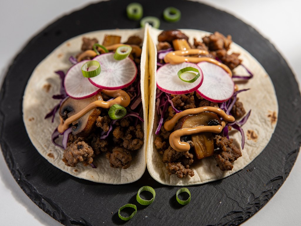 Pork and Mushroom Tacos with Hoisin Mayo