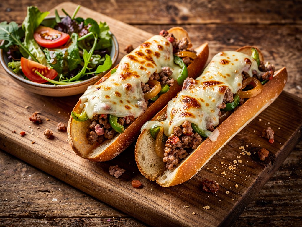 Pork Sausage and Pepper Hero Sandwiches with Mozzarella