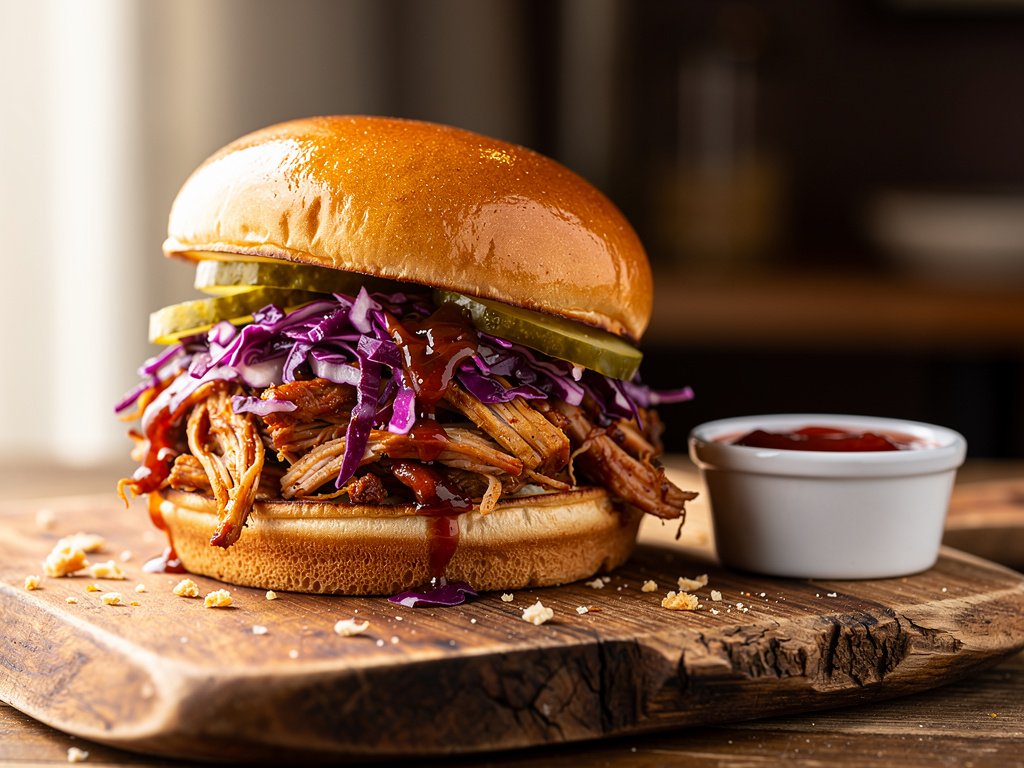 Quick BBQ Pulled Chicken Sandwiches with Crunchy Slaw