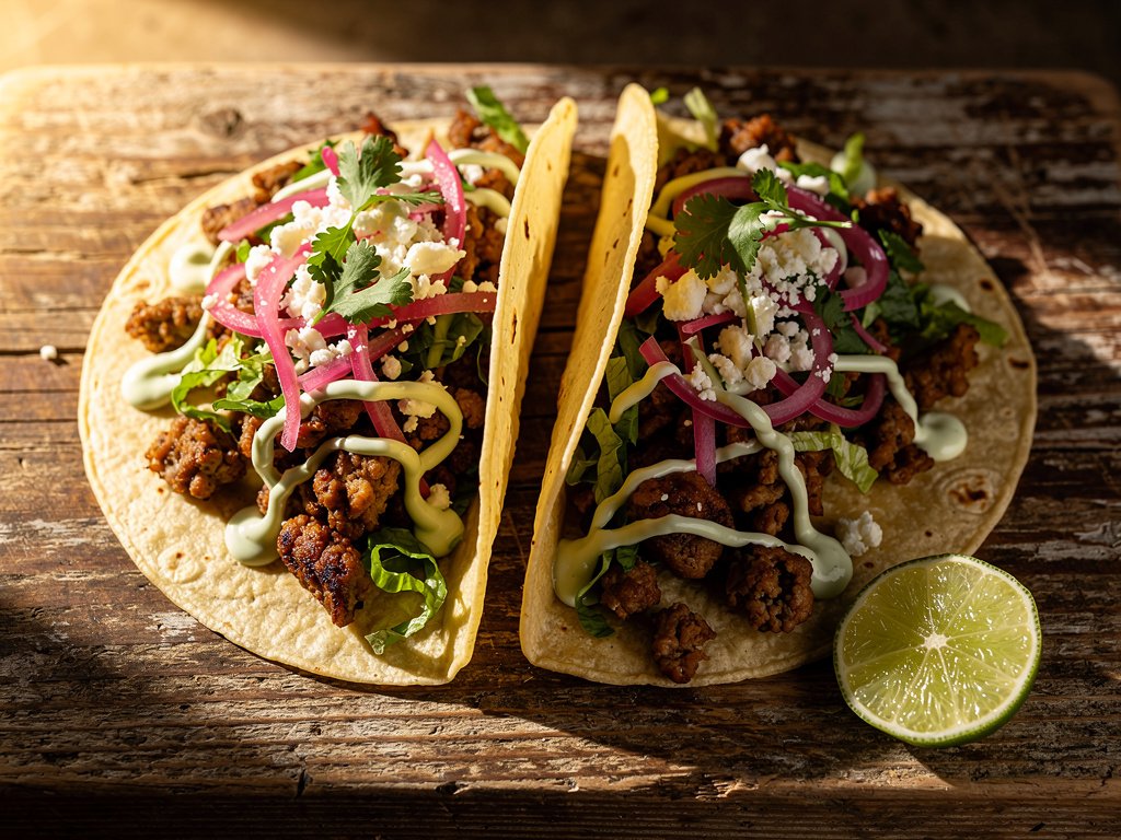 Quick Weeknight Pork Carnitas Tacos with Lime Crema