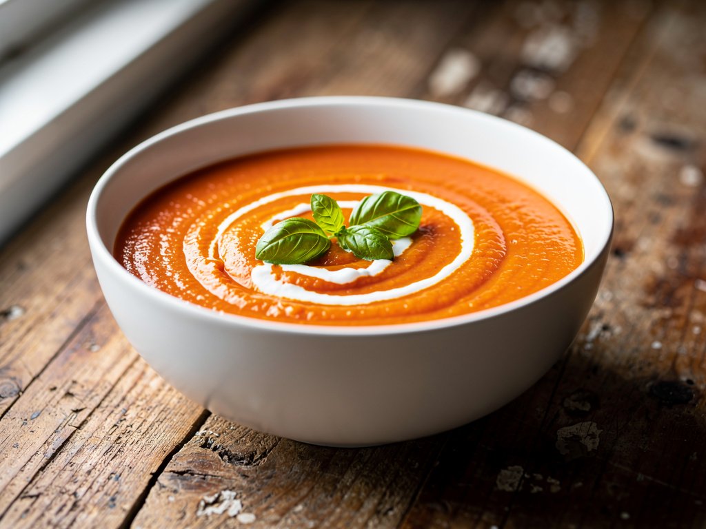 Rich and Creamy Tomato Soup with Garlic and Spices