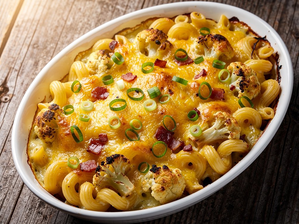 Roasted Cauliflower and Pancetta Mac and Cheese with Cavatappi