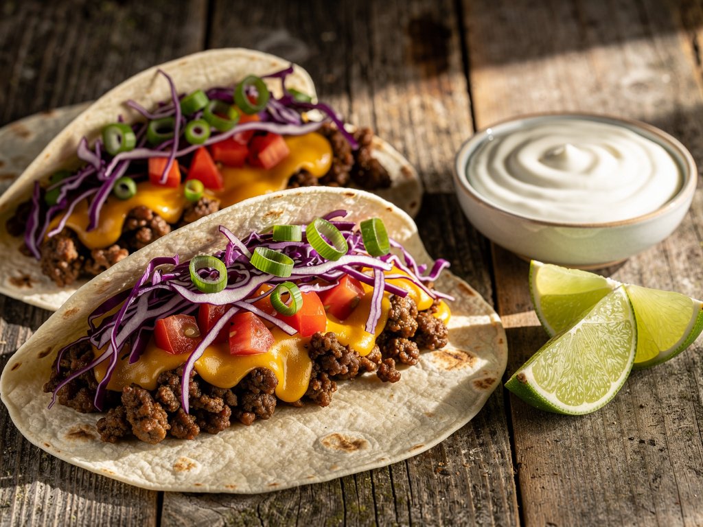 Skillet Ground Beef Tacos with Fresh Toppings