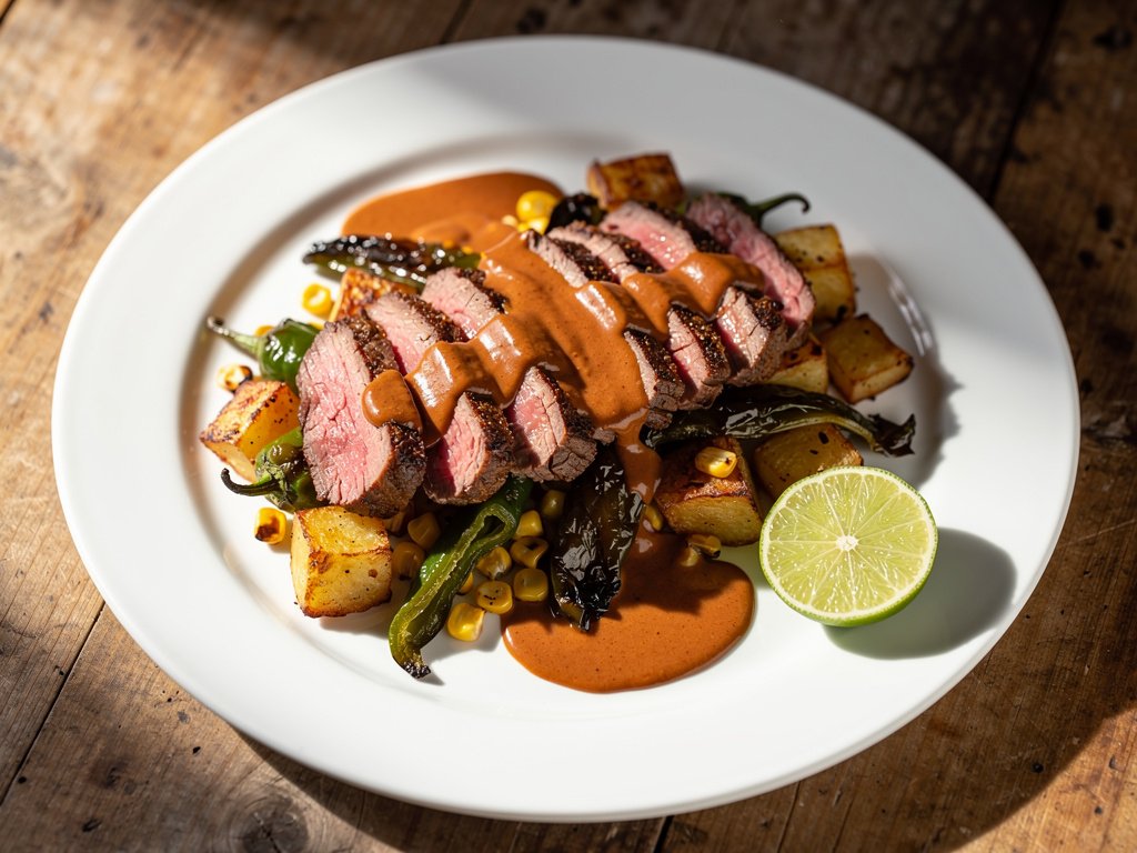 Smoky Adobo Steak with Poblano Corn Potato Hash