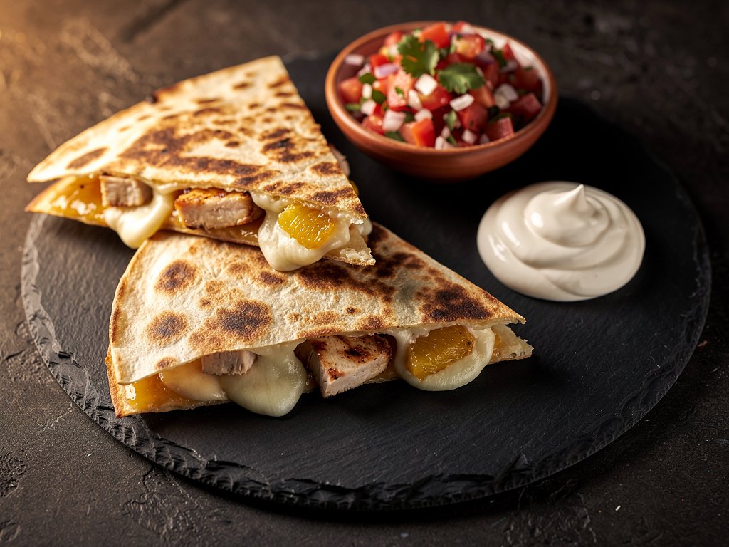 Smoky Chicken and Pineapple Quesadillas with Fresh Pico de Gallo