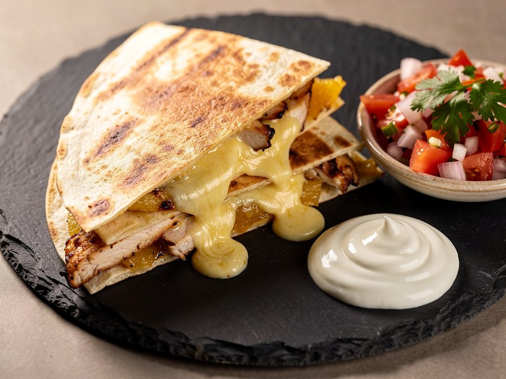 Smoky Chicken Pineapple Quesadillas with Fresh Pico de Gallo
