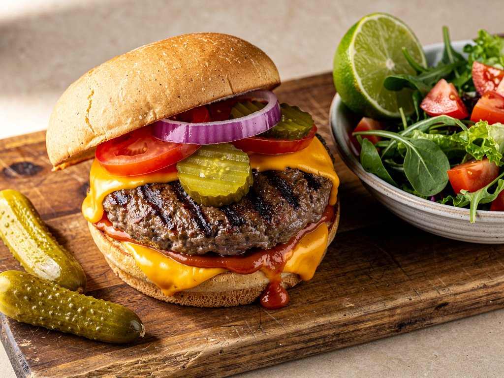 Smoky Chipotle Cheddar Burgers with Tangy Slaw and Pickles