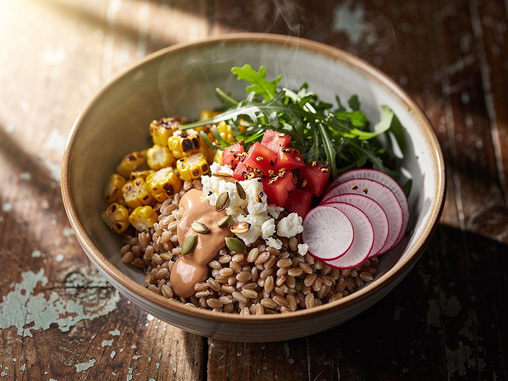 Smoky Chipotle-Lime Farro Bowl with Charred Corn and Spiced Pepitas