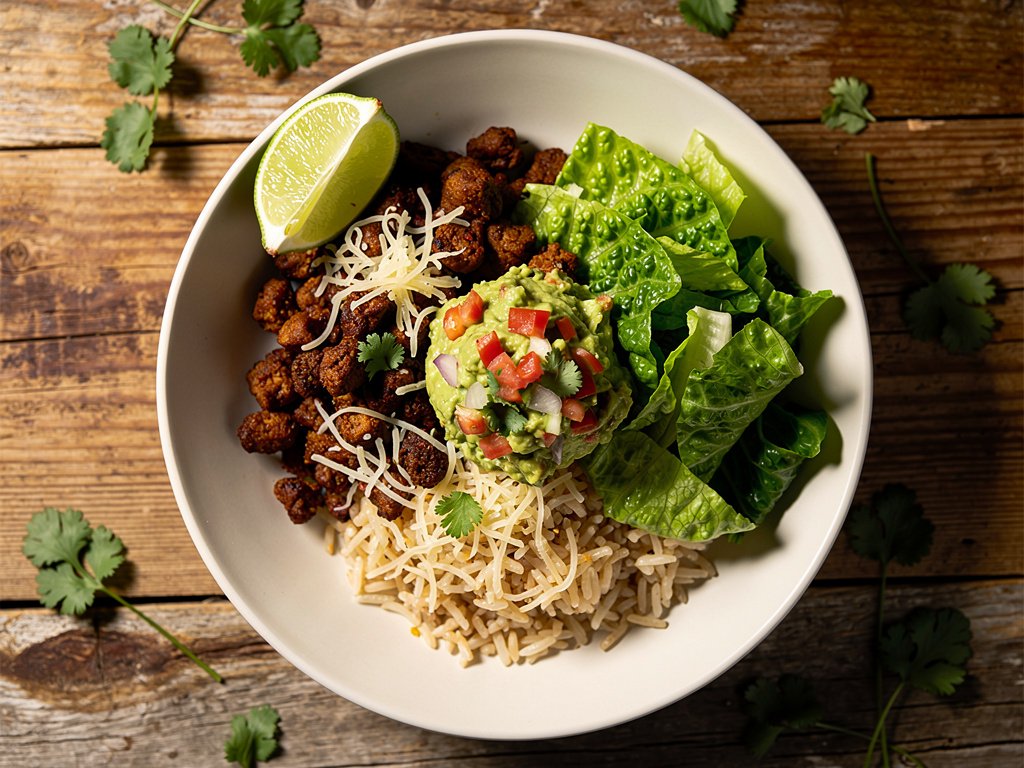 Smoky Chipotle Seitan Rice Bowls with Fresh Guacamole