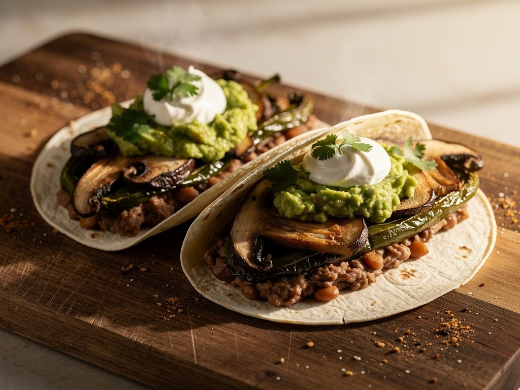 Smoky Poblano and Portobello Fajitas with Homemade Guacamole