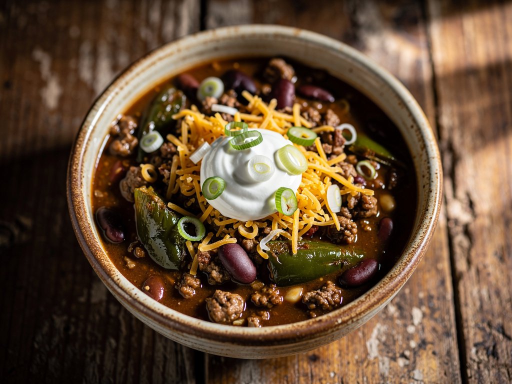 Smoky Pork and Poblano Chili with Kidney Beans