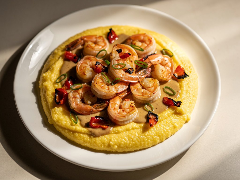 Smoky Shrimp and Creamy Grits with Bell Peppers