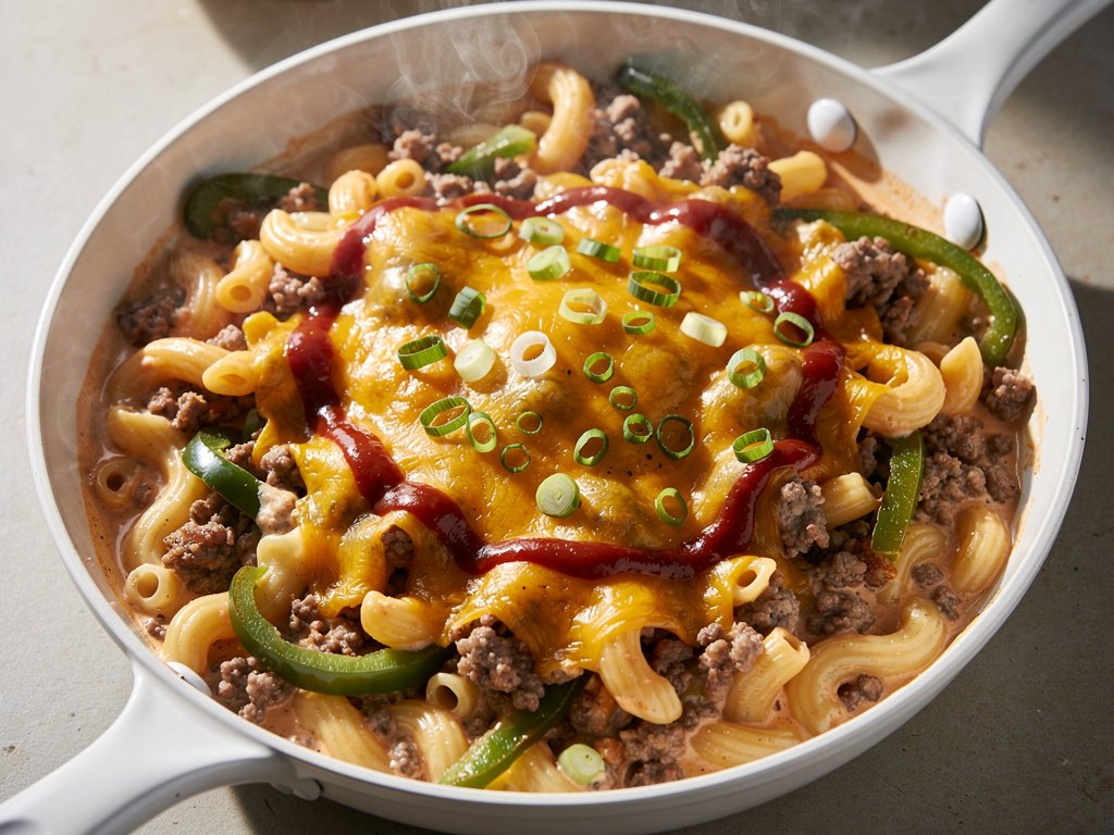 Smoky Southwest Beef Cavatappi with Green Pepper & Red Pepper Crema