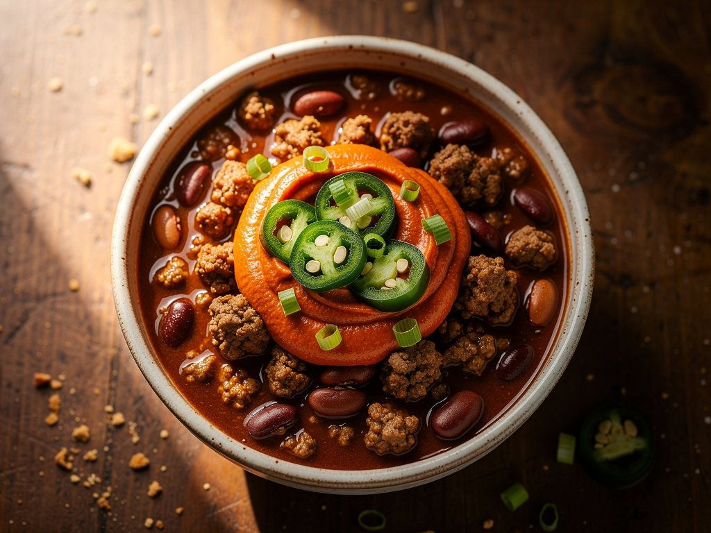 Smoky Turkey and Bean Chili with Jalapeño Crema