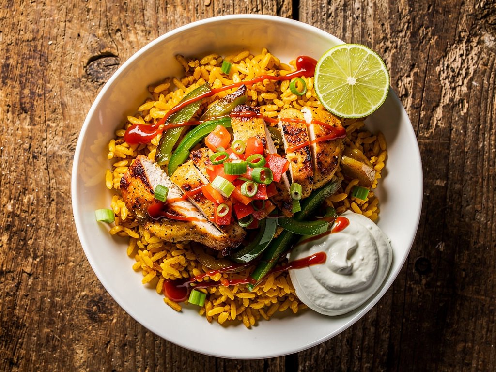 Southwest Chicken and Rice Bowls with Fresh Salsa and Lime Crema