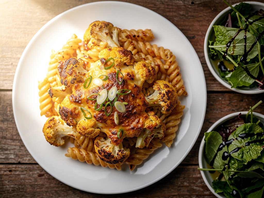 Spiced Cauliflower and Gemelli Pasta Bake with Creamy Cheese Sauce