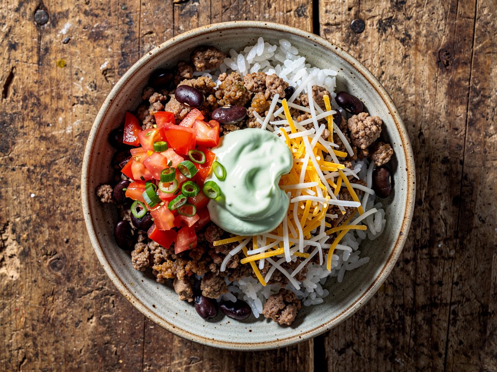 Spiced Ground Pork and Black Bean Rice Bowls with Fresh Tomato Salsa
