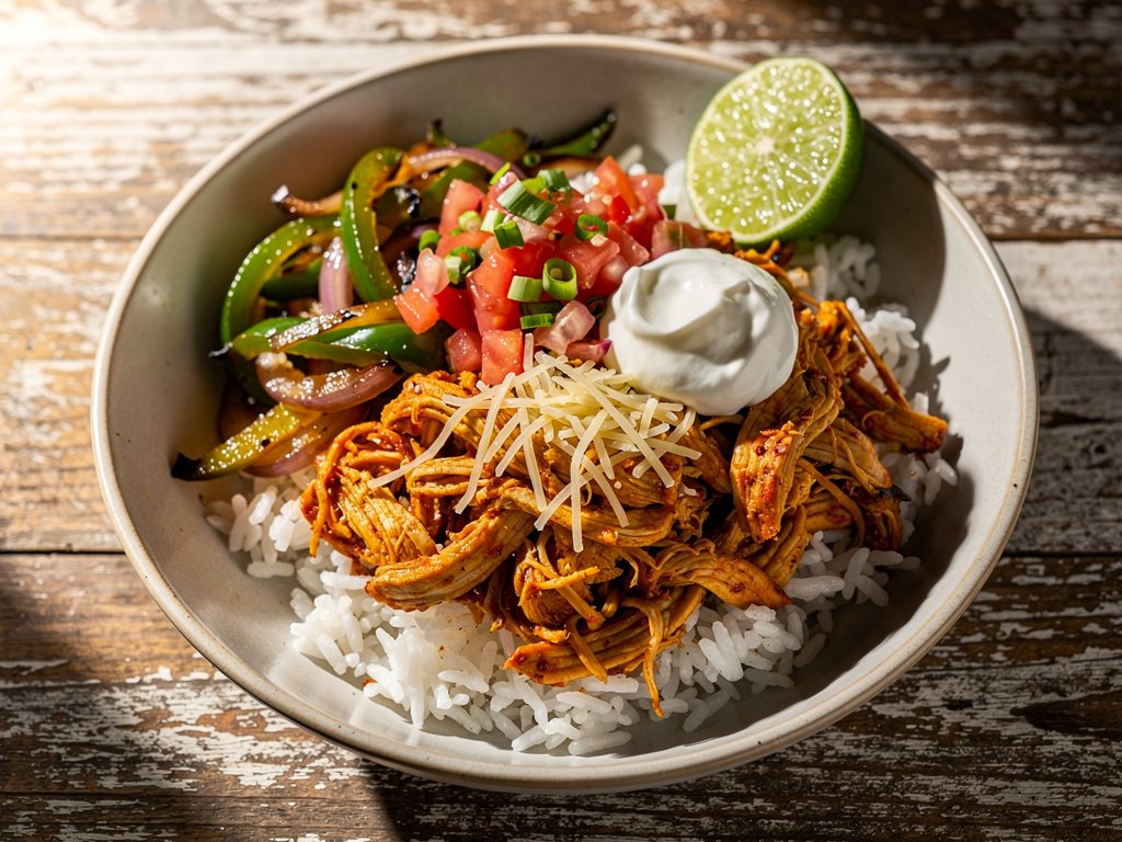 Spiced Pulled Chicken Rice Bowls with Fresh Tomato Salsa