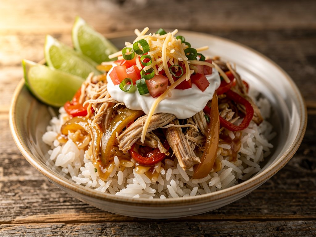 Spiced Pulled Chicken Rice Bowls with Fresh Tomato Salsa