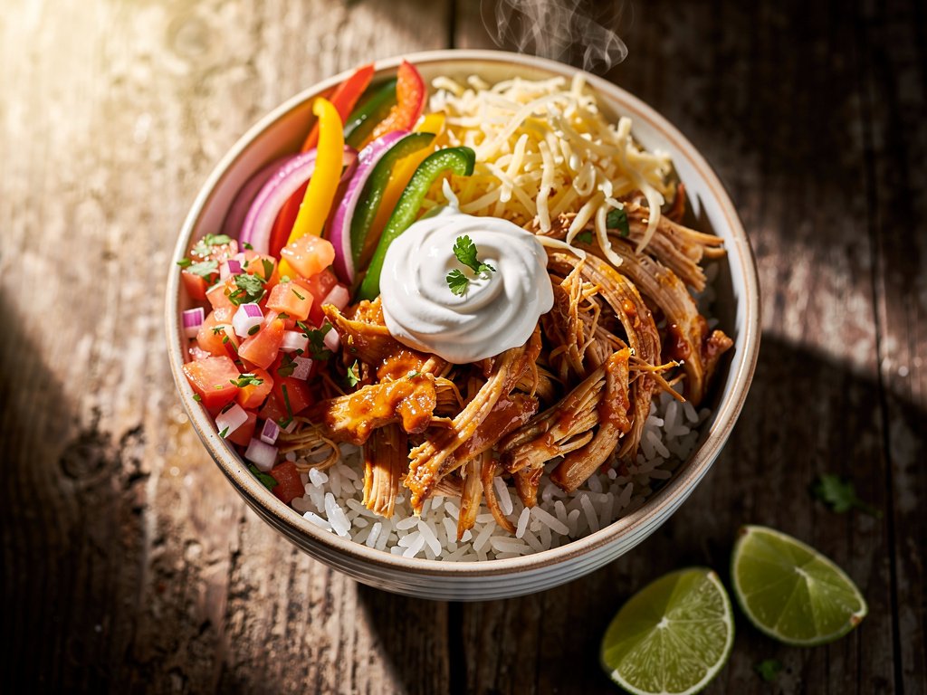 Spiced Pulled Chicken Rice Bowls with Fresh Tomato Salsa