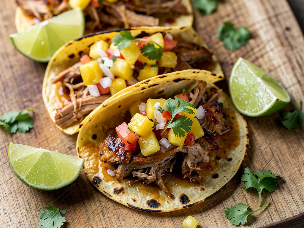 Spiced Pulled Pork Tacos with Pineapple Salsa