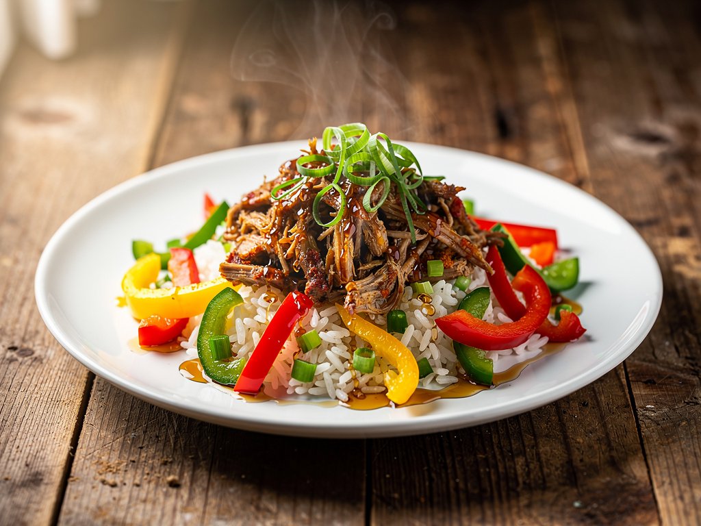 Spicy Cajun Pulled Pork with Bell Peppers and Basmati Rice
