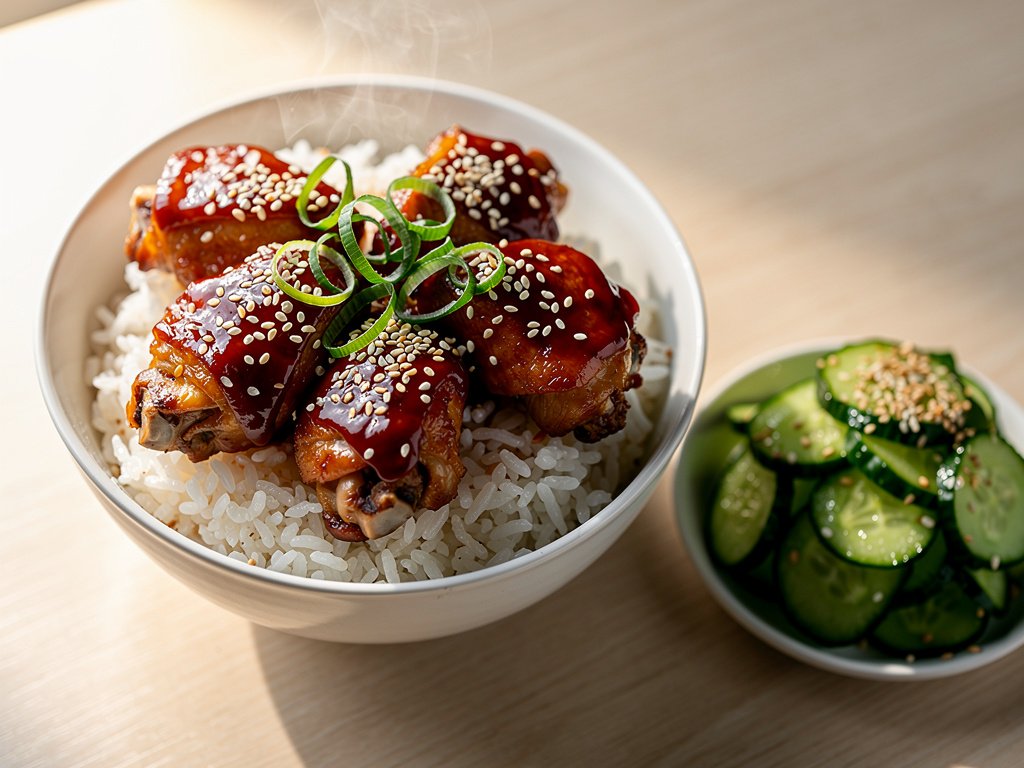 Spicy Korean Chili Chicken Thighs with Sesame Cucumber Salad