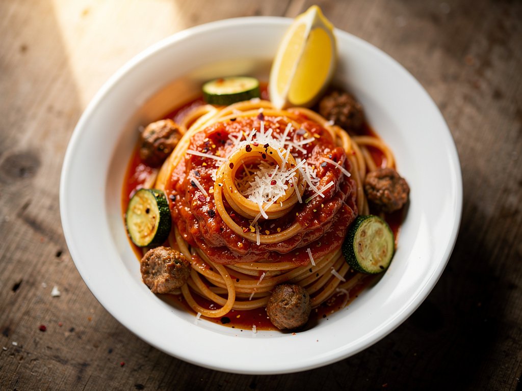 Spicy Sausage and Zucchini Linguine with Parmesan
