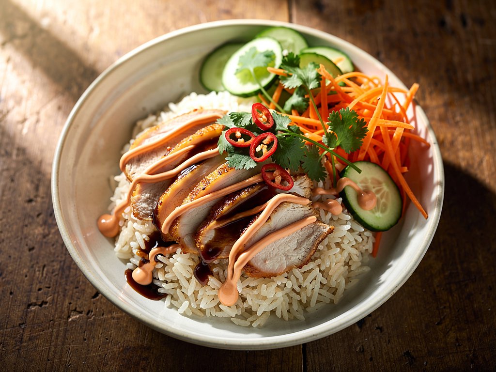 Spicy Sriracha Chicken Rice Bowls with Lime-Cucumber Salad