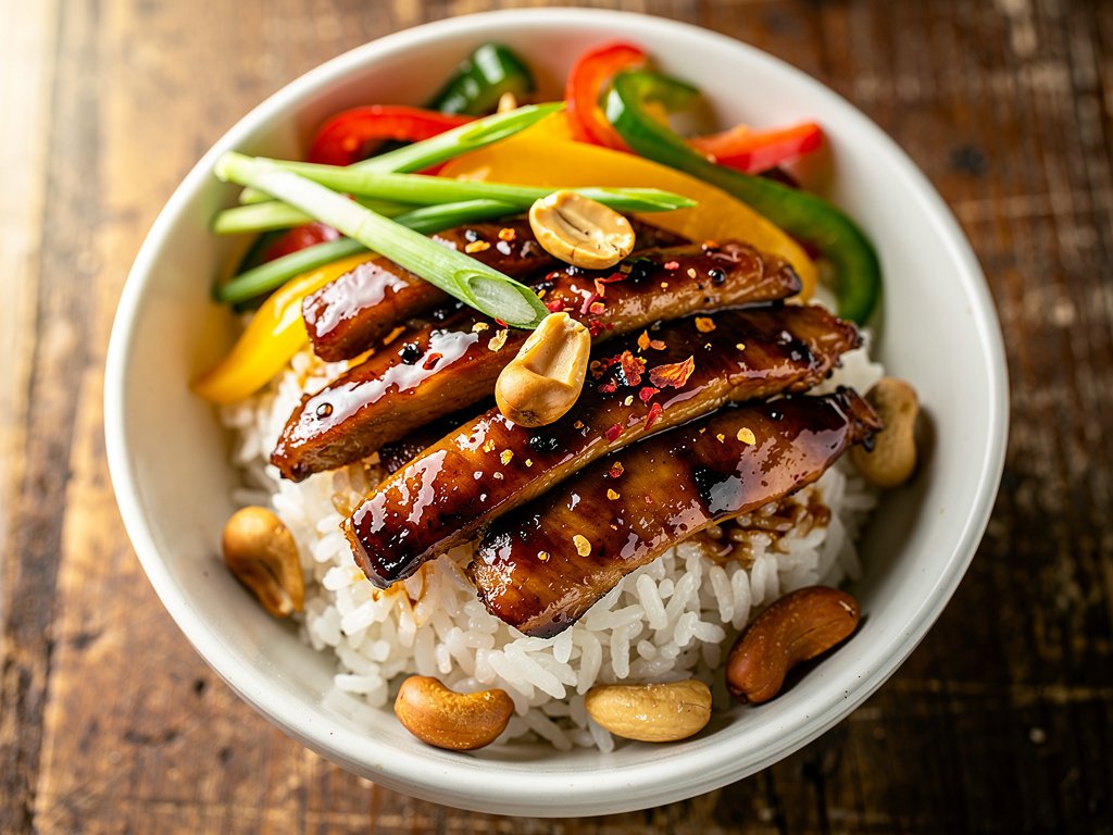 Spicy Szechuan Chicken with Peanuts and Jasmine Rice