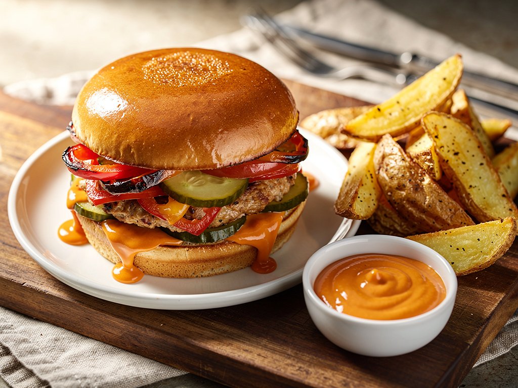 Spicy Thai Turkey Burgers with Quick Pickles and Chili Aioli