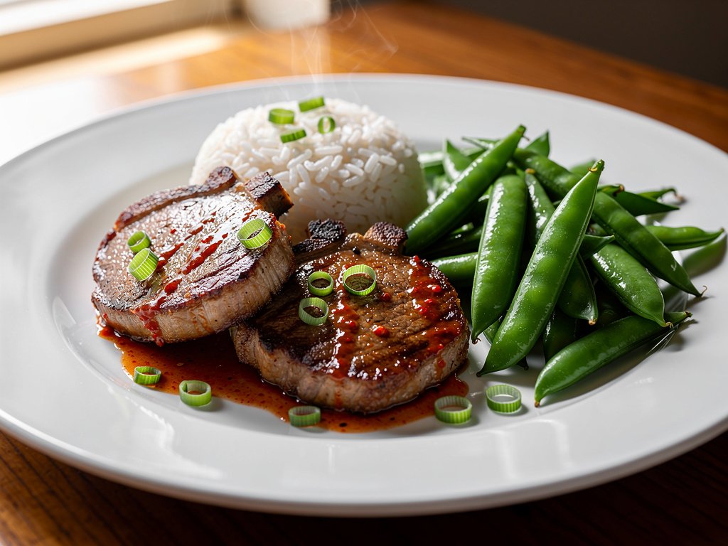 Sriracha Glazed Pork Chop Dinner with Bánh Mì Lunch