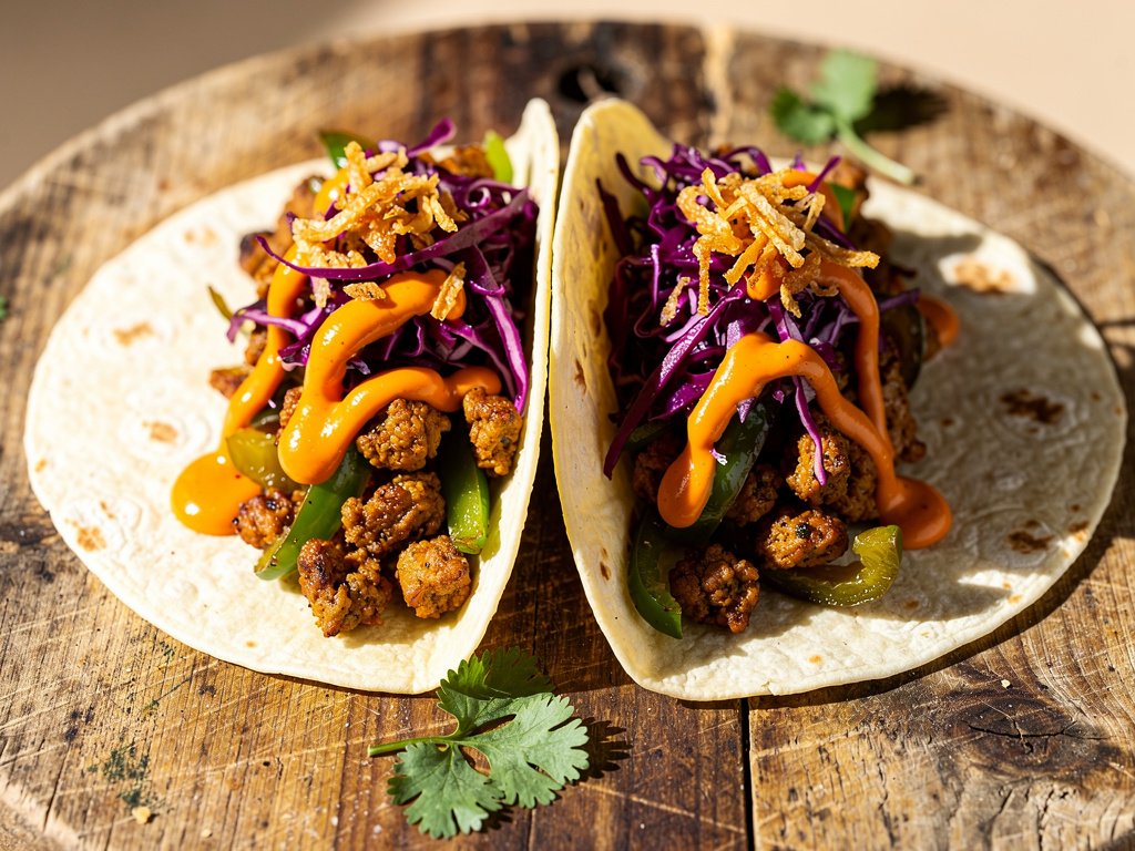Sticky Sweet Soy Turkey Tacos with Tangy Slaw and Gochujang Mayo