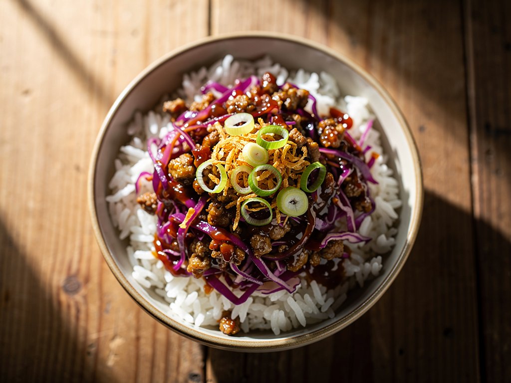 Sweet Chili Pork and Cabbage Stir-Fry with Crispy Onions