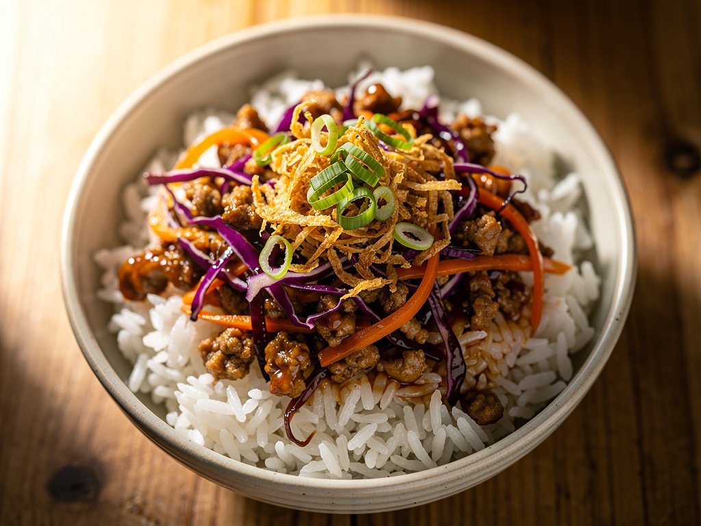 Sweet Chili Pork and Cabbage Stir-Fry with Crispy Onions