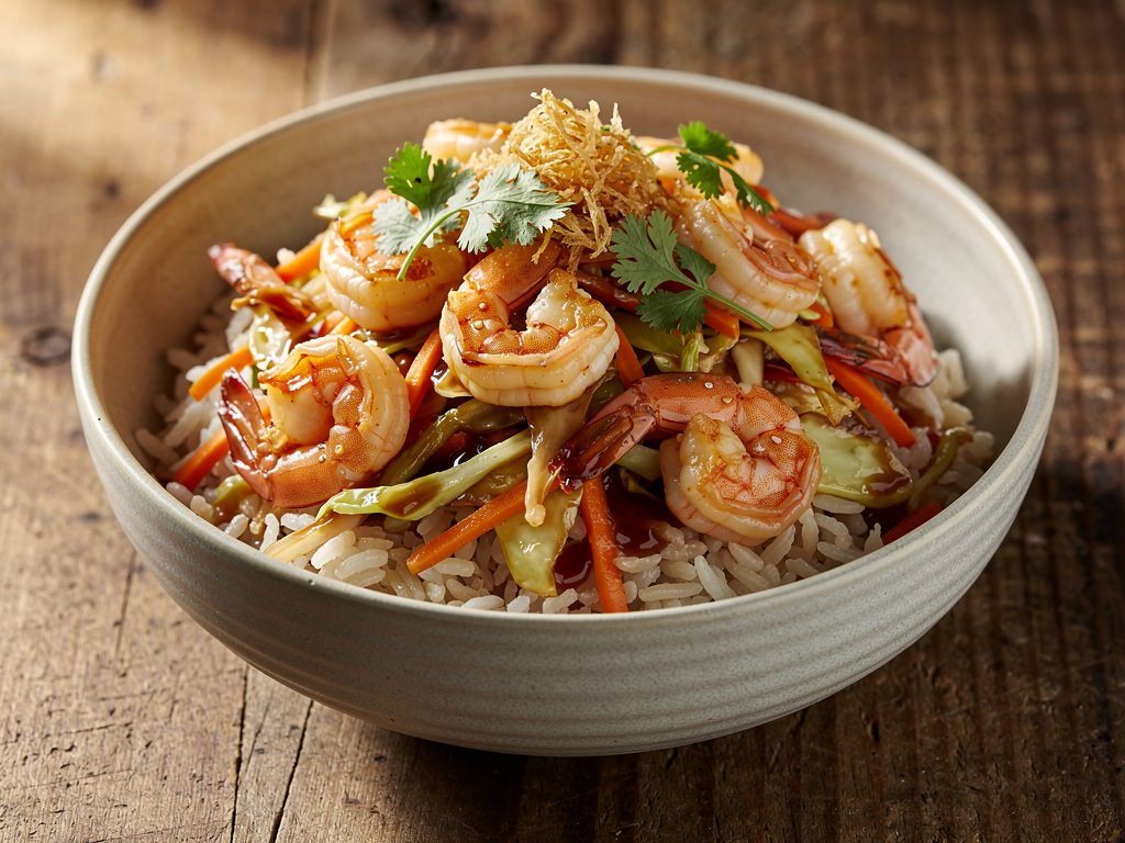 Sweet Chili Shrimp and Cabbage Stir-Fry with Jasmine Rice