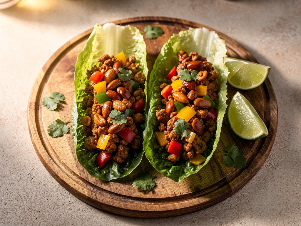 Sweet Chili Turkey Lettuce Wraps with Candied Peanuts