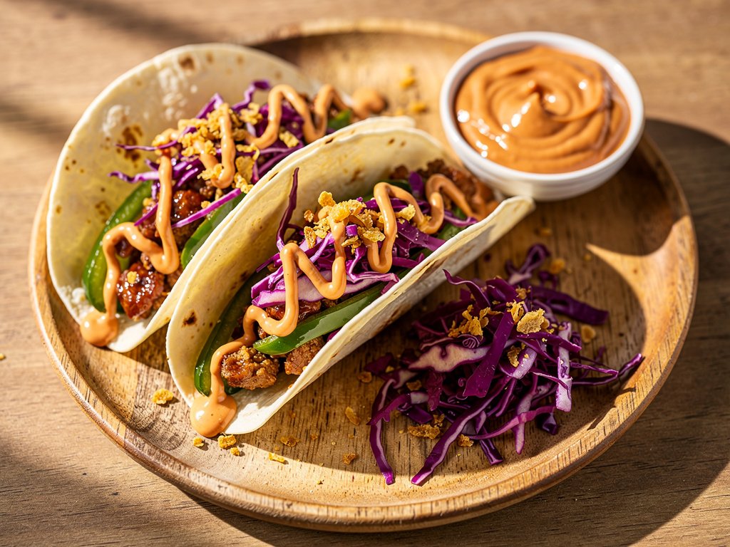 Sweet Soy Glazed Turkey Tacos with Tangy Slaw and Gochujang Mayo