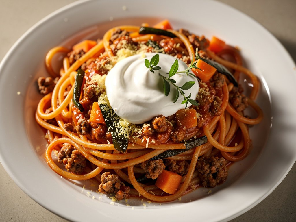 Tex-Mex Bolognese with Poblano Peppers and Thyme
