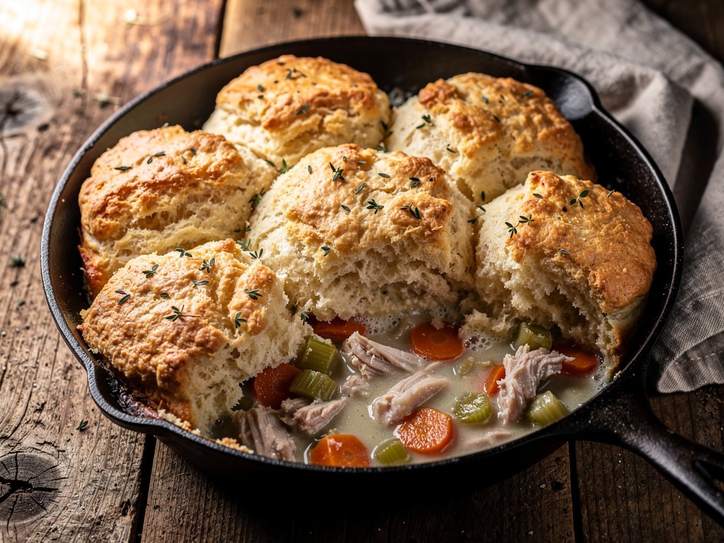 Turkey and Biscuit Pot Pie with Buttermilk Biscuits