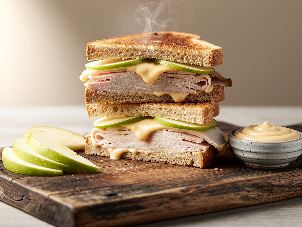 Crispy Turkey, Gouda & Apple Sandwiches with Creamy Dijonnaise