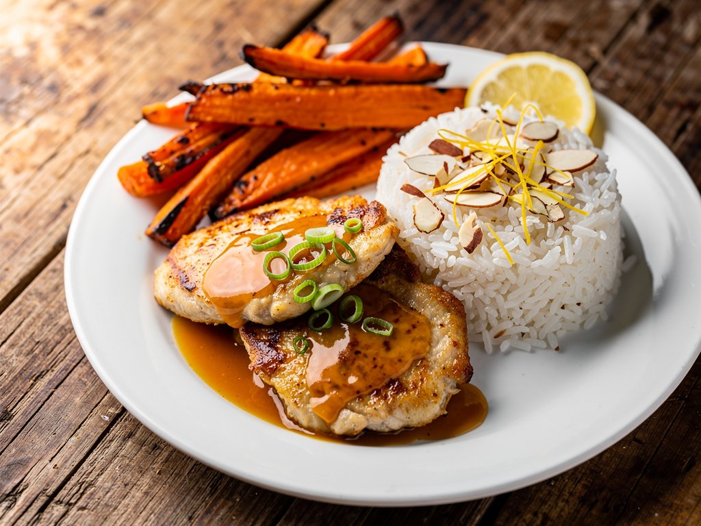 Turkish Spiced Chicken with Apricot Sauce and Harissa Roasted Carrots