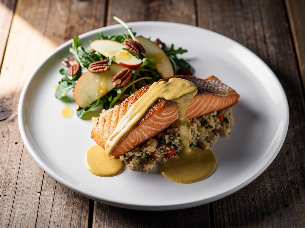 Turkish-Spiced Salmon with Couscous and Apple Arugula Salad
