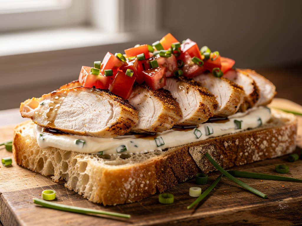 Tuscan Chicken Bruschetta Open-Faced Sandwiches
