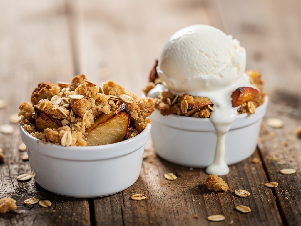Warm Cinnamon Apple Crumble with Oat Topping